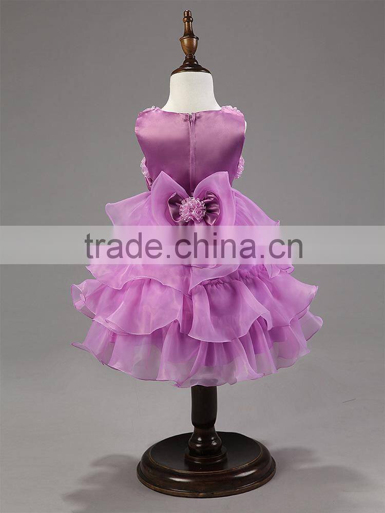 Top Quality Chic Rosette Flower Girl Dress Satin Girl Evening Dresses Fashion Children Pageant Party Dress Wedding Pettidress