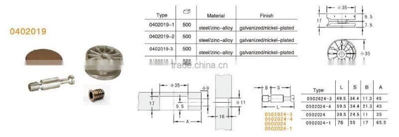 furniture hardware zinc plated steel furniture connecting bolt and universal steel furniture connector