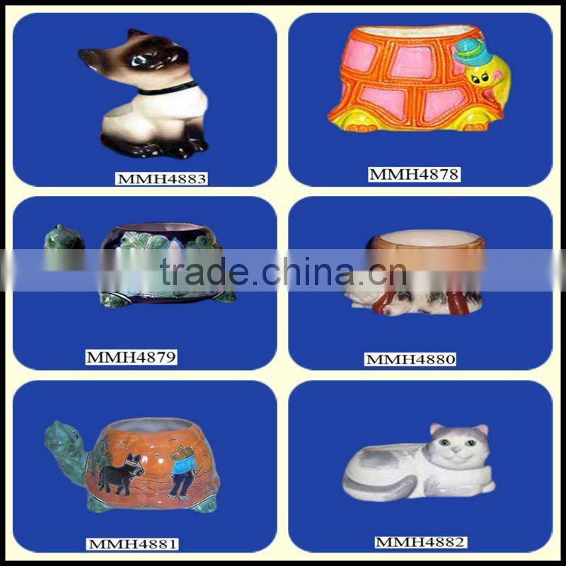 Decorative white ceramic sheep planter