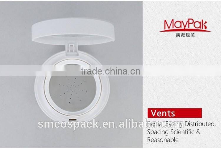 cosmetics packaging 15g plastic round white silver BB CC air cushion compact
