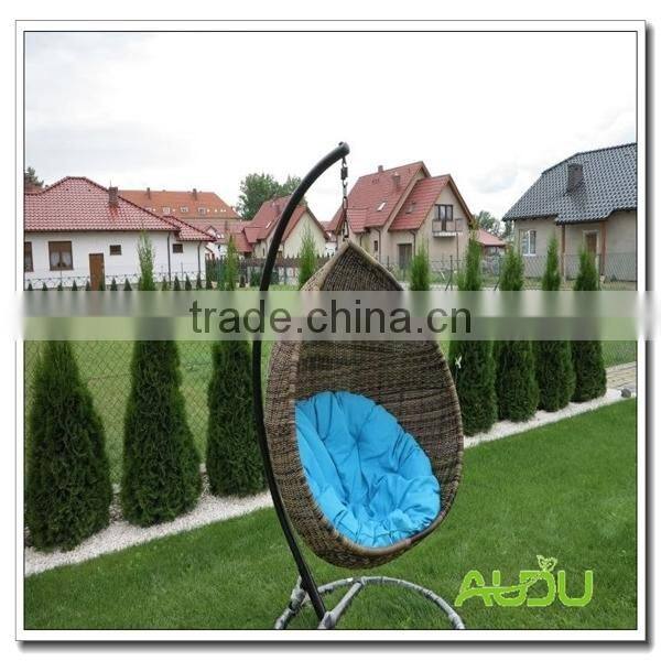 Audu Wicker Swing Chair,Swing Chair With Blue Cushion