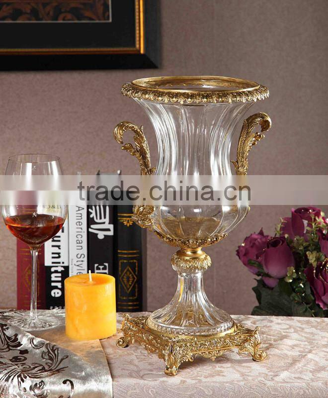 Royal Bronze Crystal Fruit Bowl, Unique Home Decorative Crystal with Brass Fruit Bowl (BF01-0207-1)