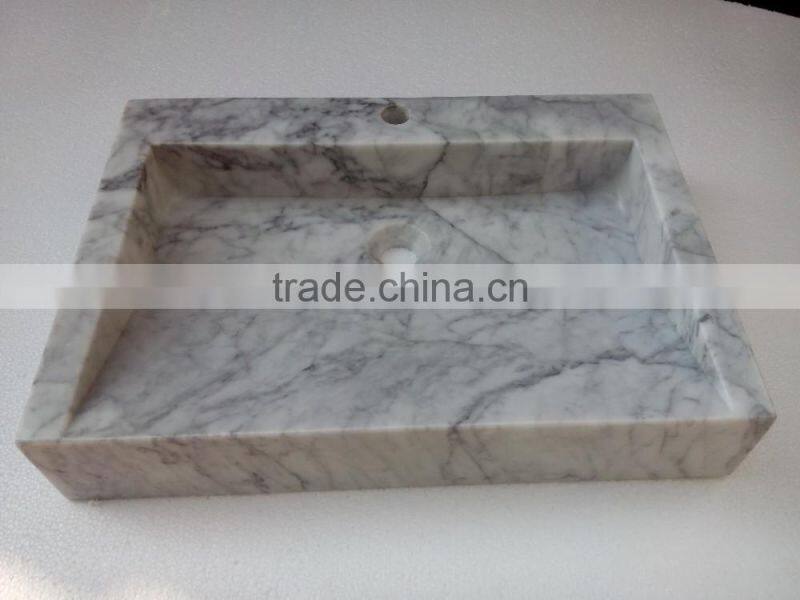 customized carrara white marble wash basin