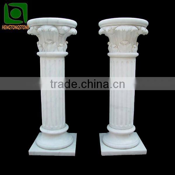 White Marble Roman Column Carving
