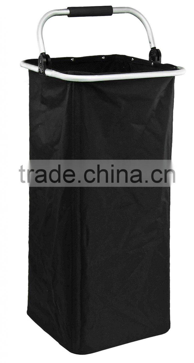 Collapsible Laundry Hamper - Black Foldable Clothes Basket with Handle