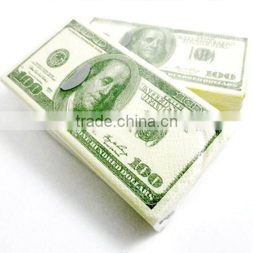 3 ply Dollar Bill Printed Paper Napkin
