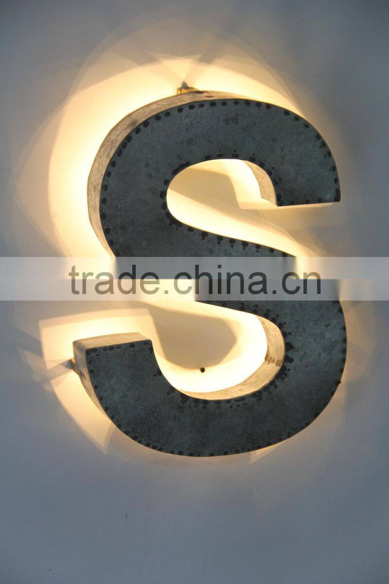 antique line distressed MDF letter with LED lighted, lighted wooden letter