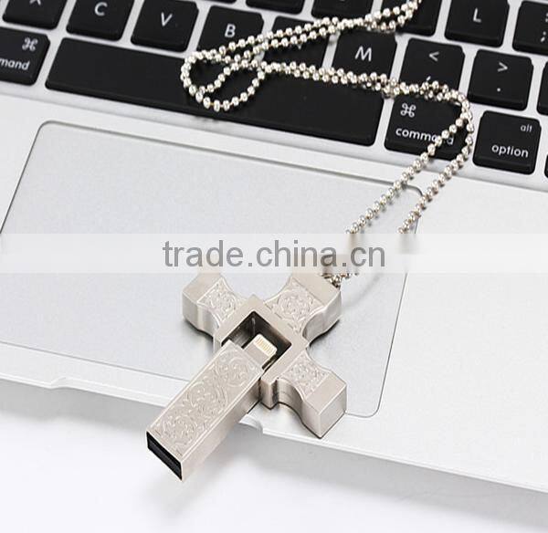 Newest Metal Cross design OTG USB usb flash drive for iPhone otg pen drive for iOS