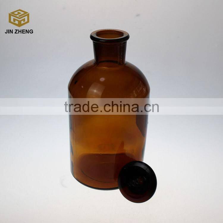 China suppliar narrow mouth 1000ml amber glass reagent bottle