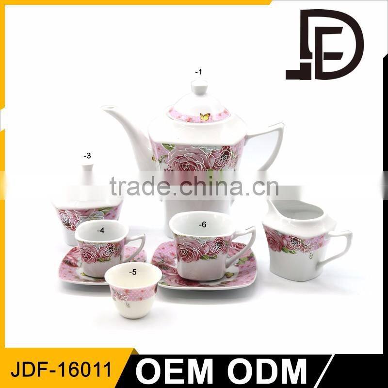 Drinkware rose porcelain silver tea set, silver plated tea set