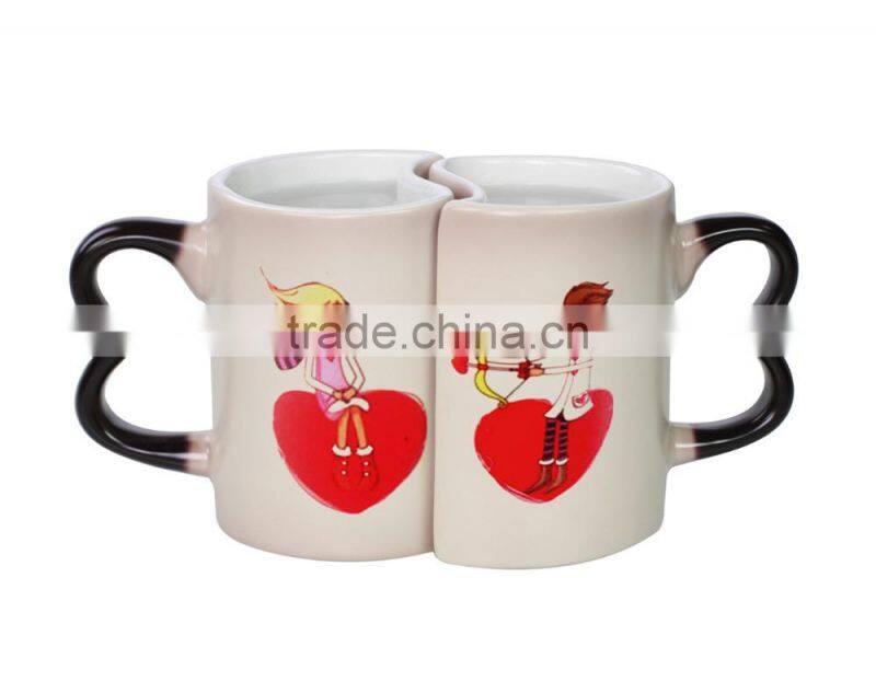 heart shape ceramic couple mug