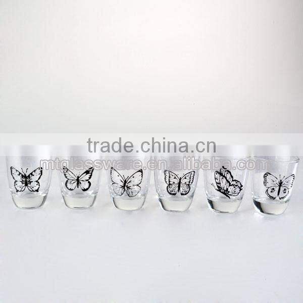 60-86ml top grade 6 colorful mini wine shot glass set