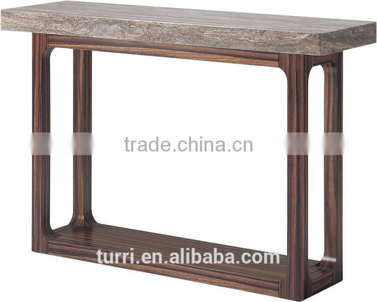 Italian Wood Fancy travertine top side table