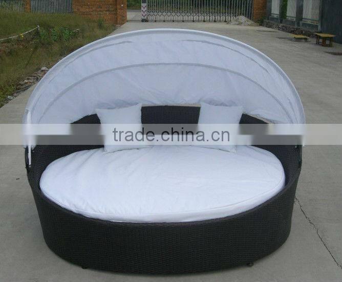 rattan furniture round lounge rattan daybed with shade cover