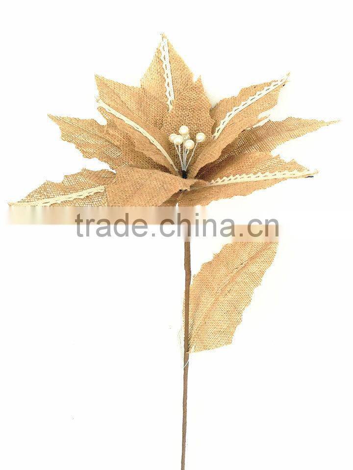 2015 hot sale decorative nature linen giant artificial christmas flowers with letters