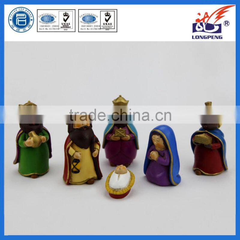 Handmade Colorful Polyresin Cartoon Nativity Set