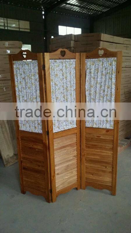 Solid wood folding screen with shutters