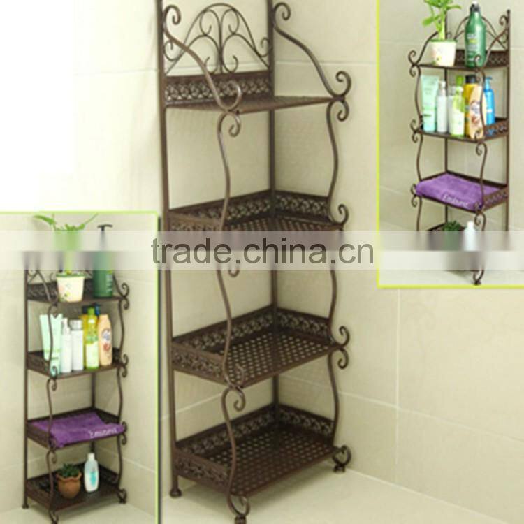 Professional factory supply 4 tier metal bahroom shelf for sale
