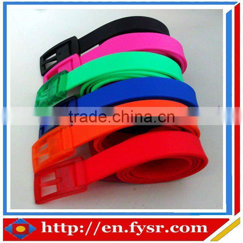 2016 hot fashion colorful silicone rubber fashion belts for teens