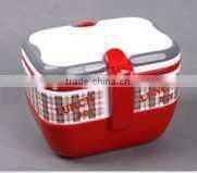 Portable two layers rectangular lunch box with lock