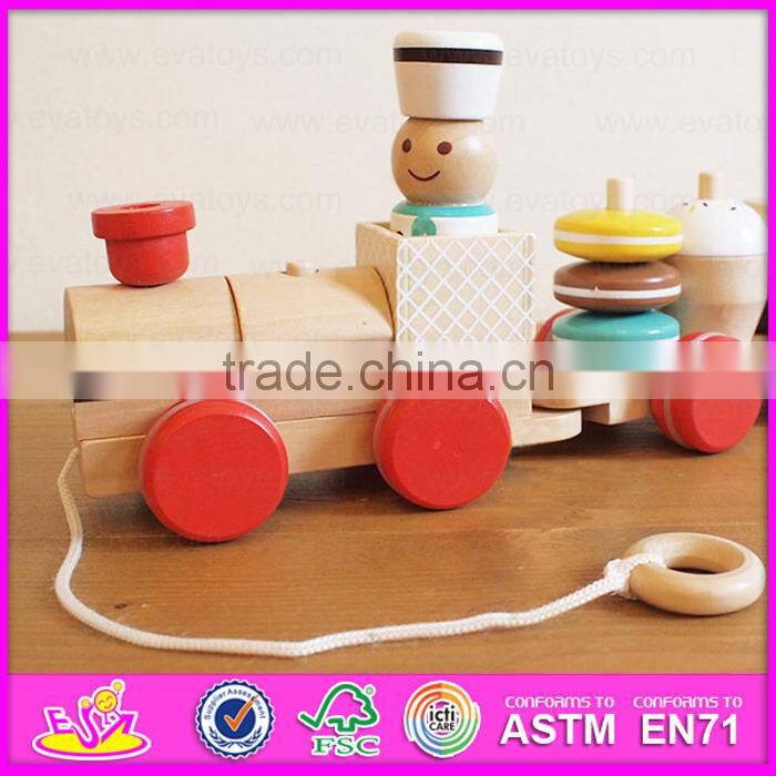 High quality child happy cartoon toy cheap Pull Shape Block Train Toy W05B089-A1