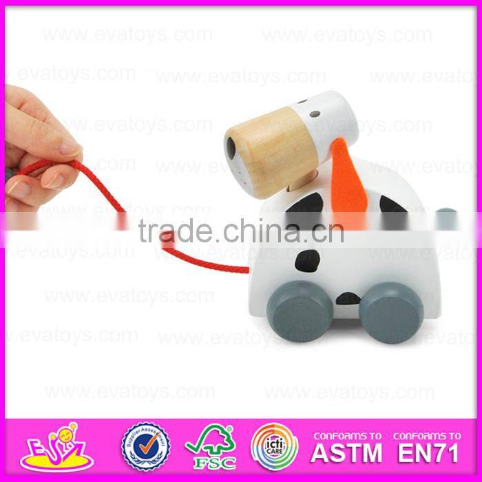 2015 Beautiful design animal wooden pull toy,Children pulling along toy pull line toy,Cheap baby Wooden toy pull cart W05B094