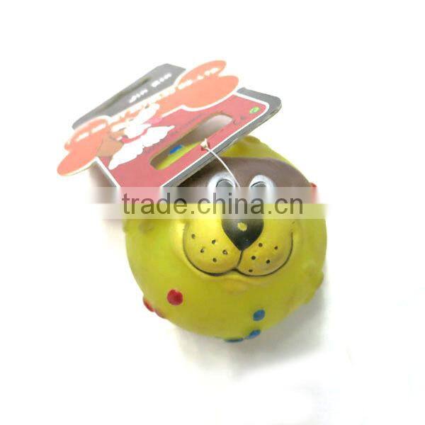 Yellow Dog Face Plastic Toy Ball Chew Toy Dog Toy