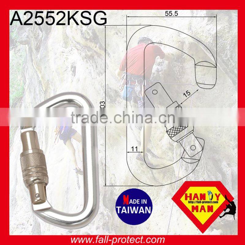 28KN Rock Mountaineer Climbing Aluminum Carabiner With Bent Gate