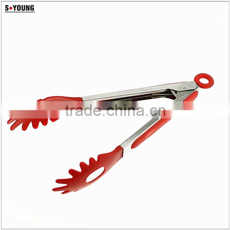 14013 Food Grade Kitchen and Barbecue Grill Tongs Silicone Locking Serving Food Tong
