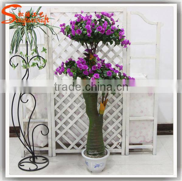 Wholesale plastic bonsai with china imported fabric artificial silk rose flowers tree