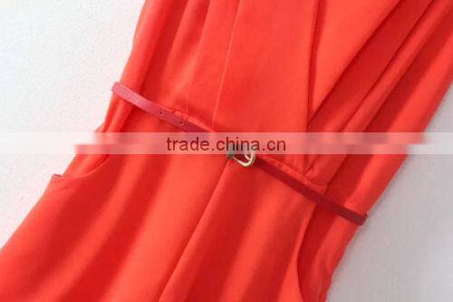 Sexy elegant deep V neck sleeveless red short rompers womens jumpsuit