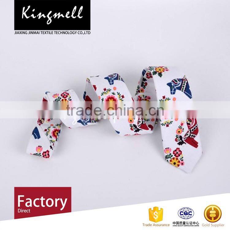 Custom new fashion digital printed cotton linen school tie