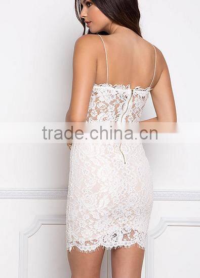 White Floral Crochet Sweetheart Dress Club Dress With Lace Fabric HSD5240
