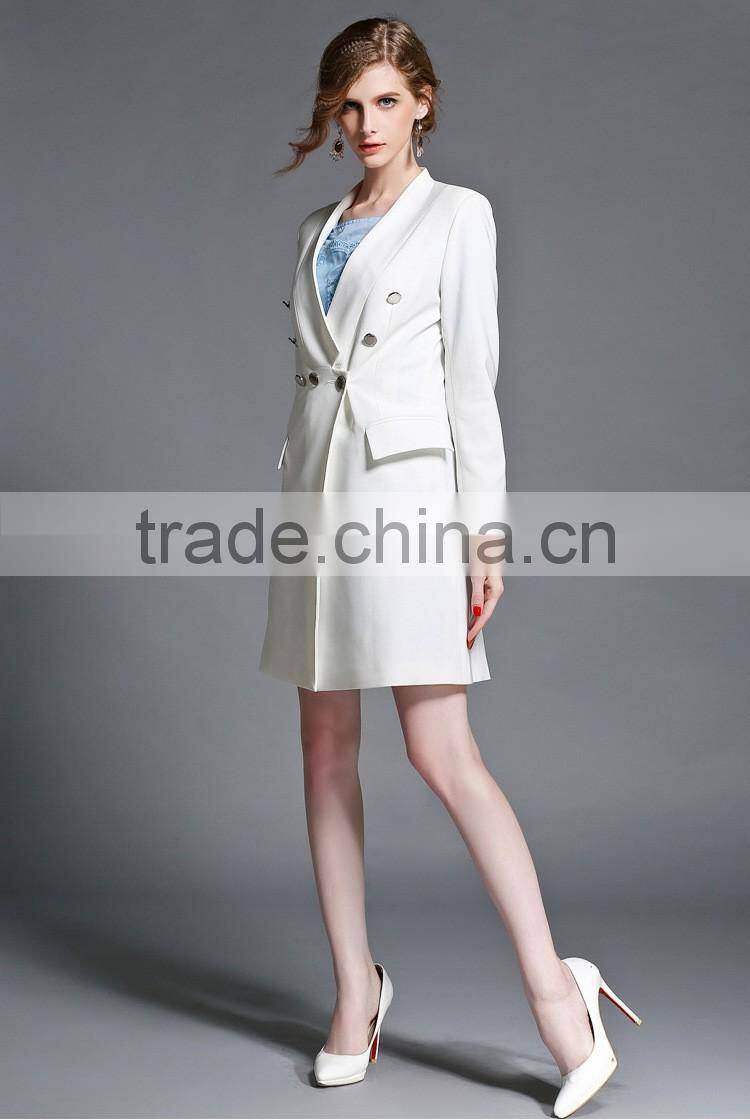 2016 Women Fashion Winter Wool Fabric Long Knee Length Coat for Girls