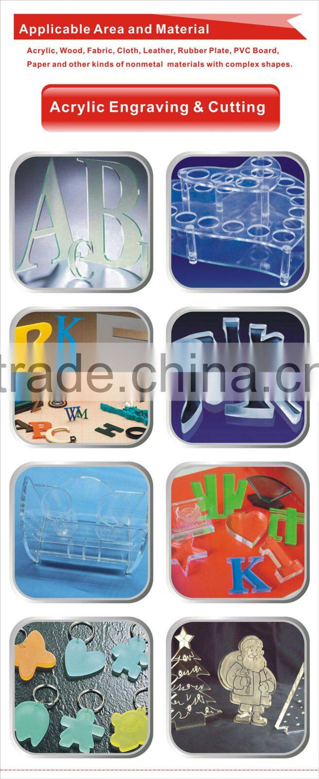 2015 China Machinery Stone Plexiglass plastic MDF Crystal Wood Acrylic Plywood Glass laser cutting machine 9060