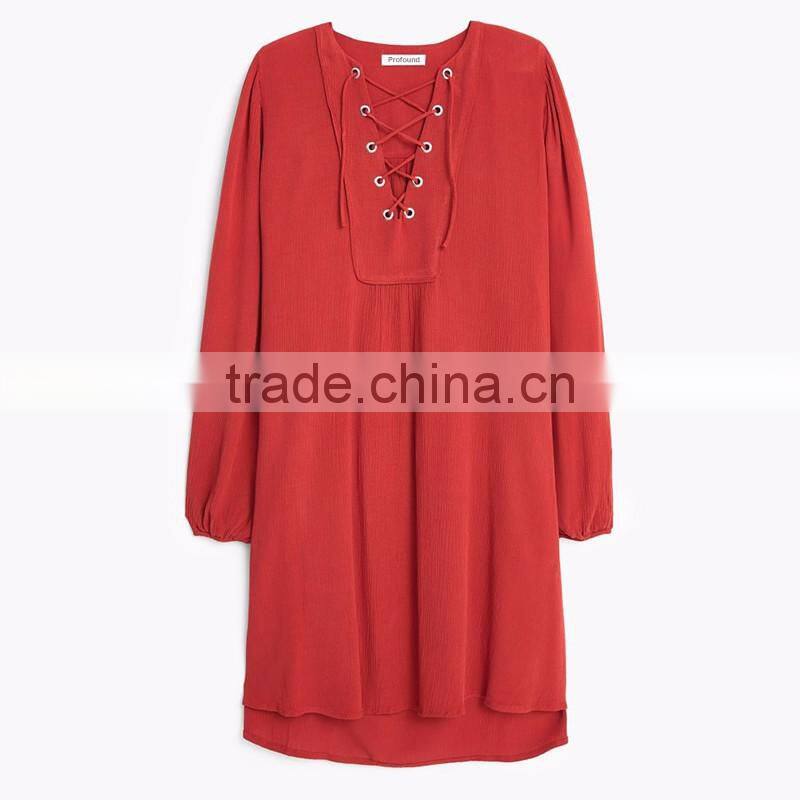 drawstring waist design plus size wholesale new fashion ladies red party evening dress sexy of woman three quarter sleeve summer