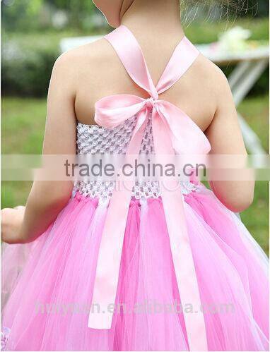 newest pink lovely flowers chiffon girl's dress