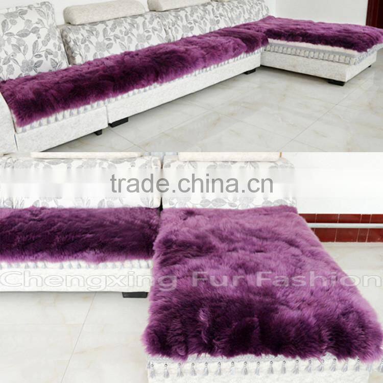 CX-D-111 Thick Genuine Sheep Fur Warm Sofa Bed Blanket Throws