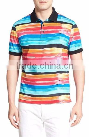 Mgoo Fashion Custom Made Design Colorful Men Stripe Polo Shirt With Short Sleeve Casual Outwear With American Sizes