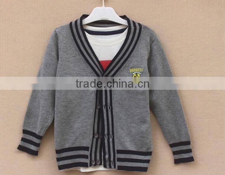 wholesale hand knitted v-neck school uniform cardigan sweaters