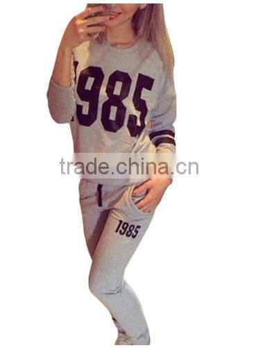 Women 1985 Printed Hoodie Pants Suit Athletic Outfits Tracksuit Sportswear Without Hood