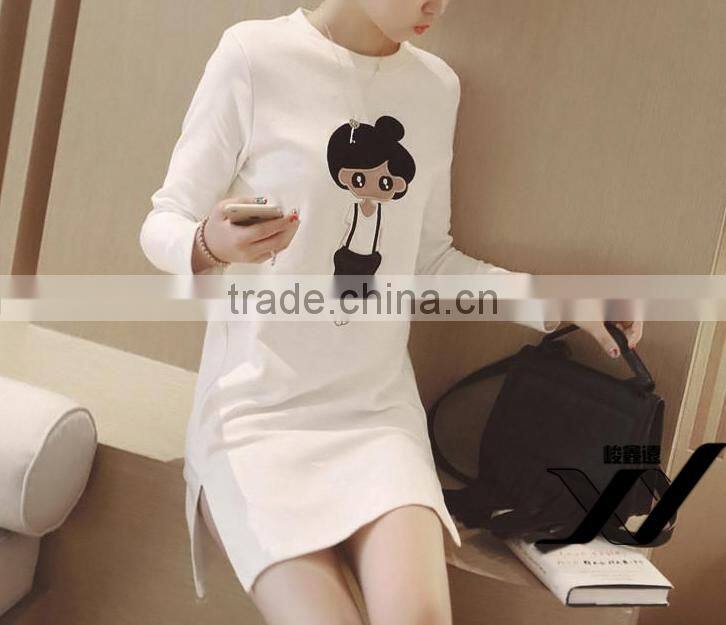 Long design pullover Women cheap embroidery hoodies