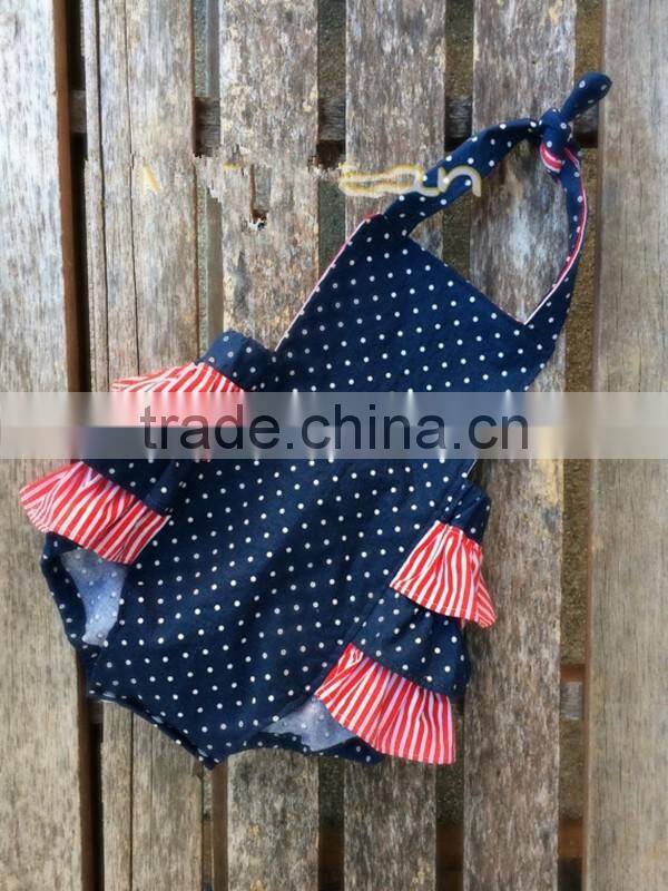 NewBorn Baby Girls Rompers American Independance 4th of July Clothing Infant Striped Polk Dots Romper
