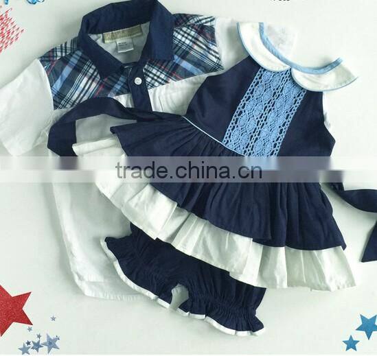 Sister and brother set boy shorts set girls pillowcase dress babies persnickety clothing little baby clothes set