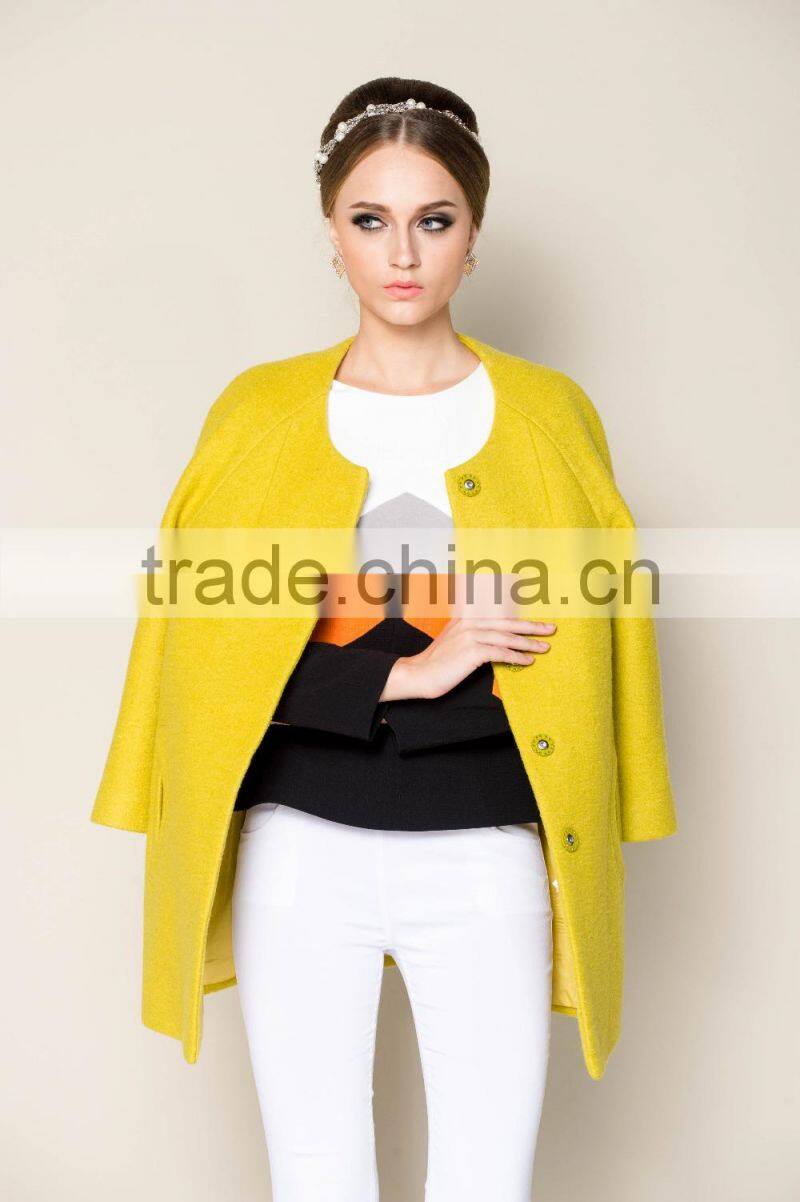 round collar and ninth sleeve designed red winter coats, fashion winter coats for girls