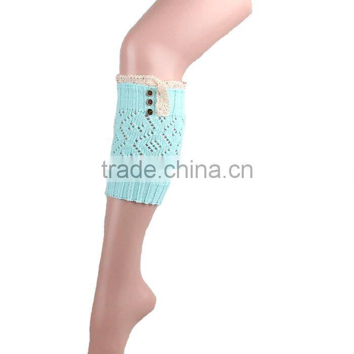Factory Best Selling New Design Buttons Crochet Women Lace Boot Cuffs