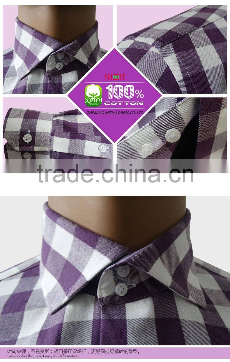 2017 new Brand Plaid Autumn Oxford mens slim fit fashion shirt