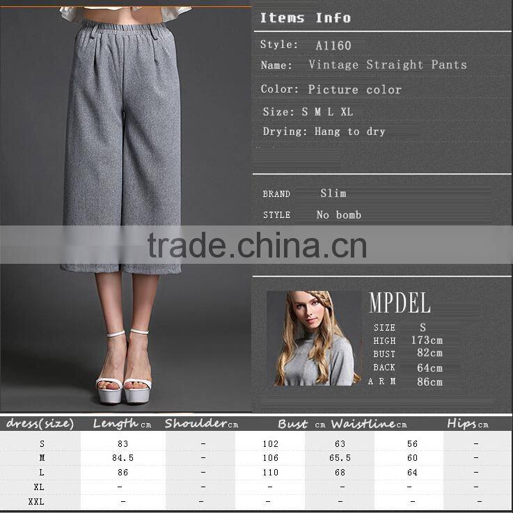 Casual fashion linen straight loose pants for woman