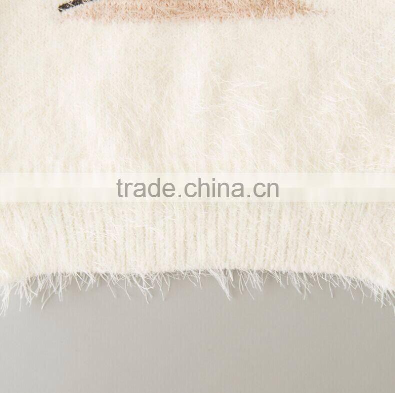 Winter Warm New Design Children Sweaters With Cute Cat Pattern Knitting Girl Pullover