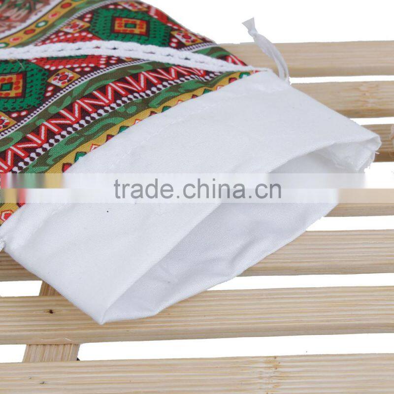 Promotional Multicolor Lace Rhombus Pattern Christmas Jute Jewelry Drawstring Bags